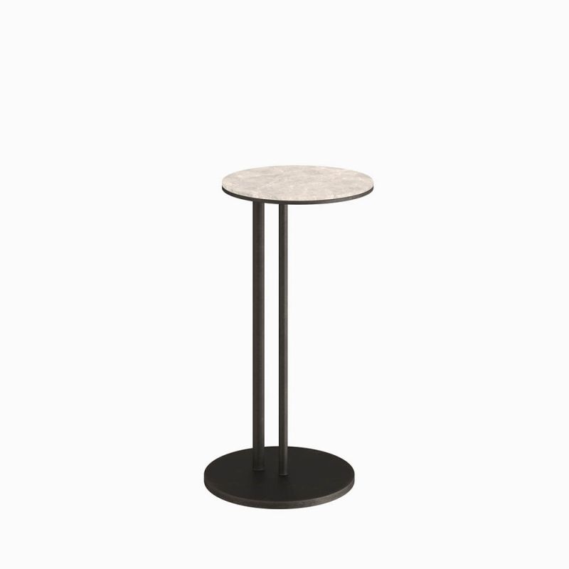 Dark bronze base side table with round marble top