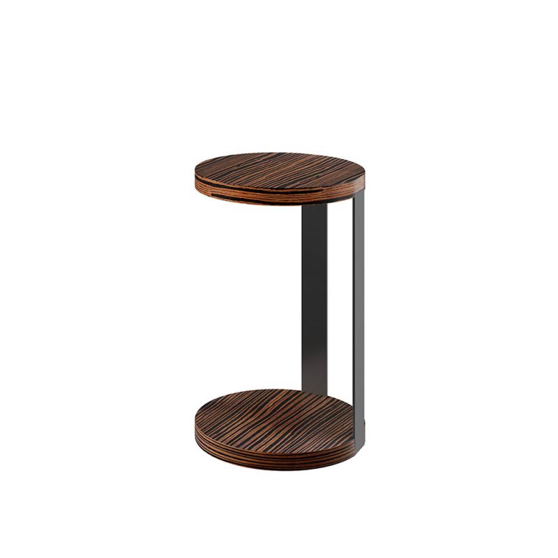 Concise round top and base side table in timeless brown