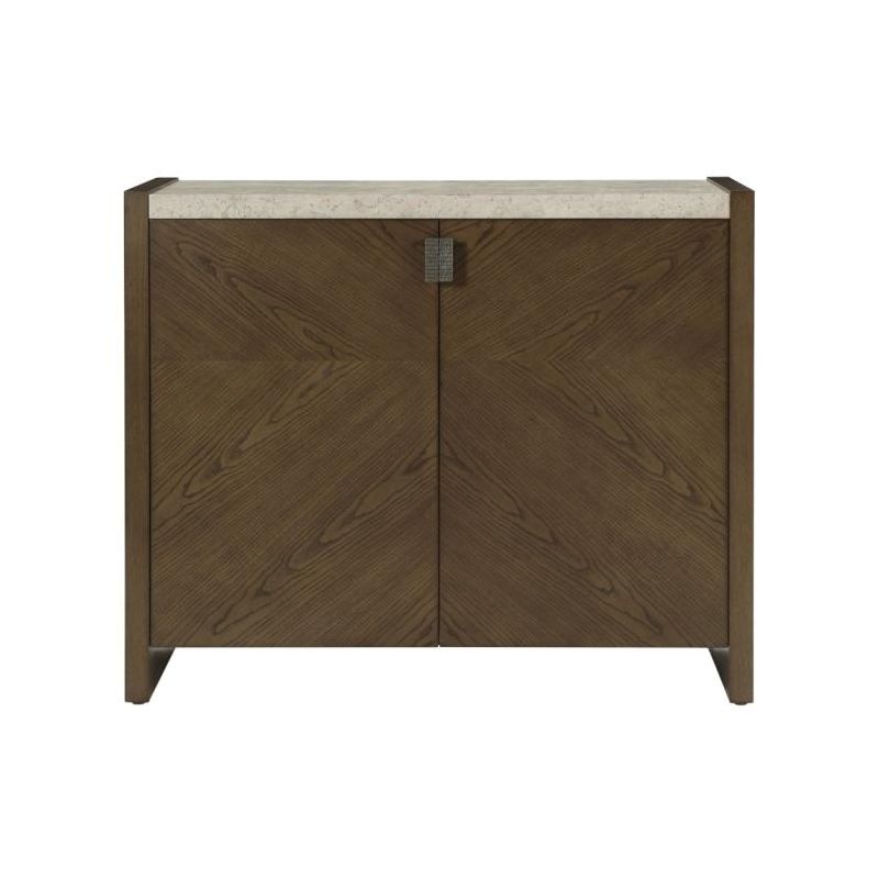 Wooden cabinet with beige stone-like top