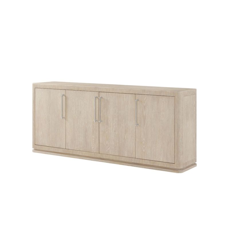Light wash wood sideboards with four doors and sleek handles