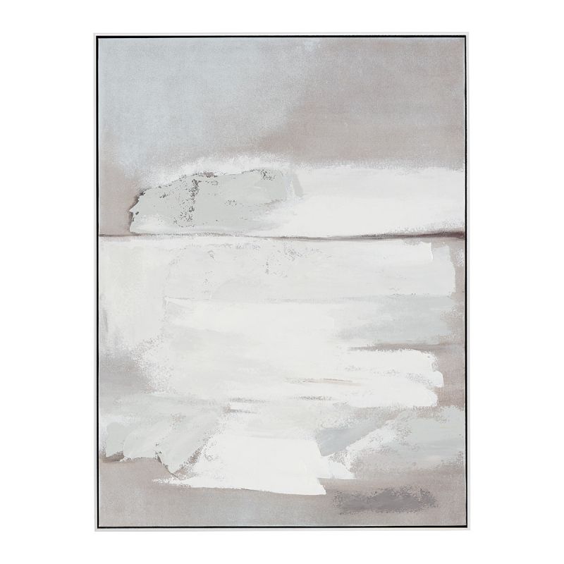 Hand-painted acrylic artwork with white, brown and grey strokes 