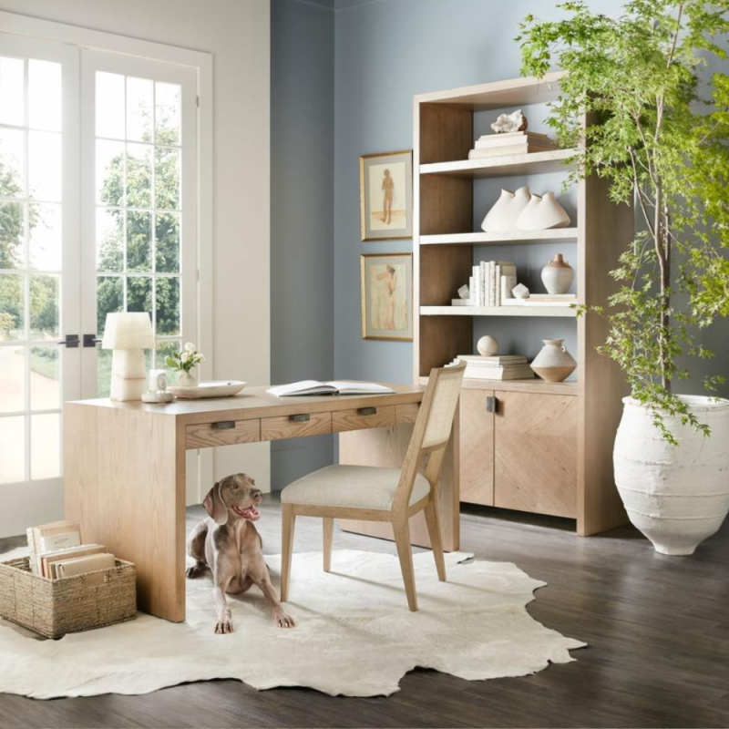 Wooden desk with four drawers
