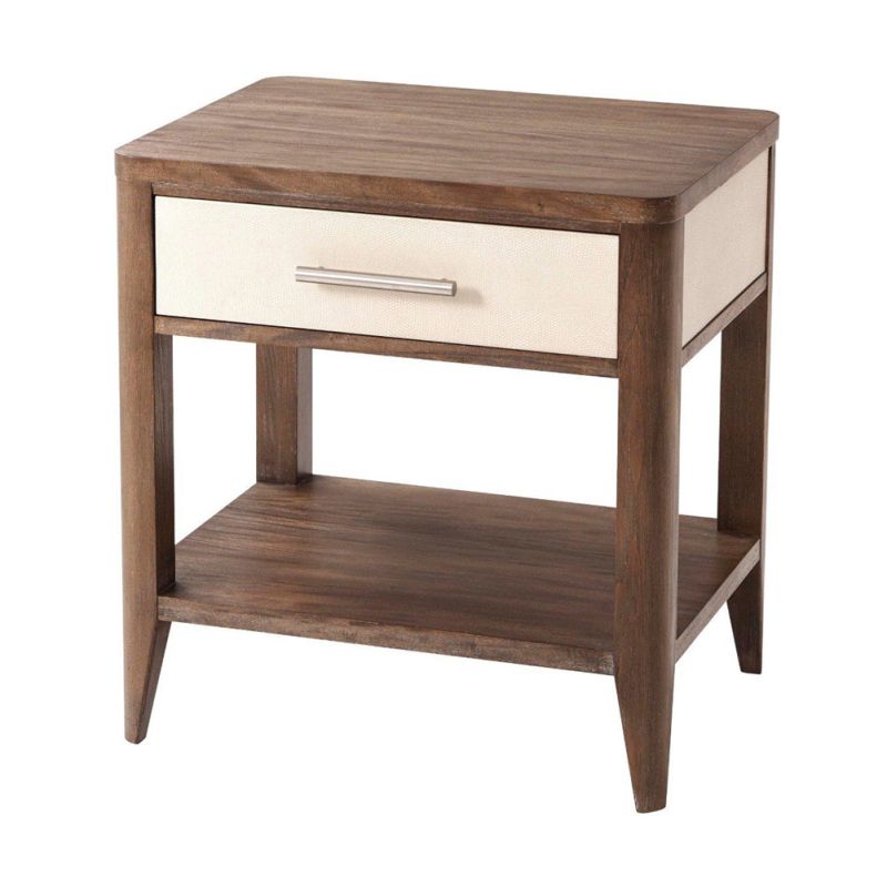 Luxurious wooden bedside table with cream drawer