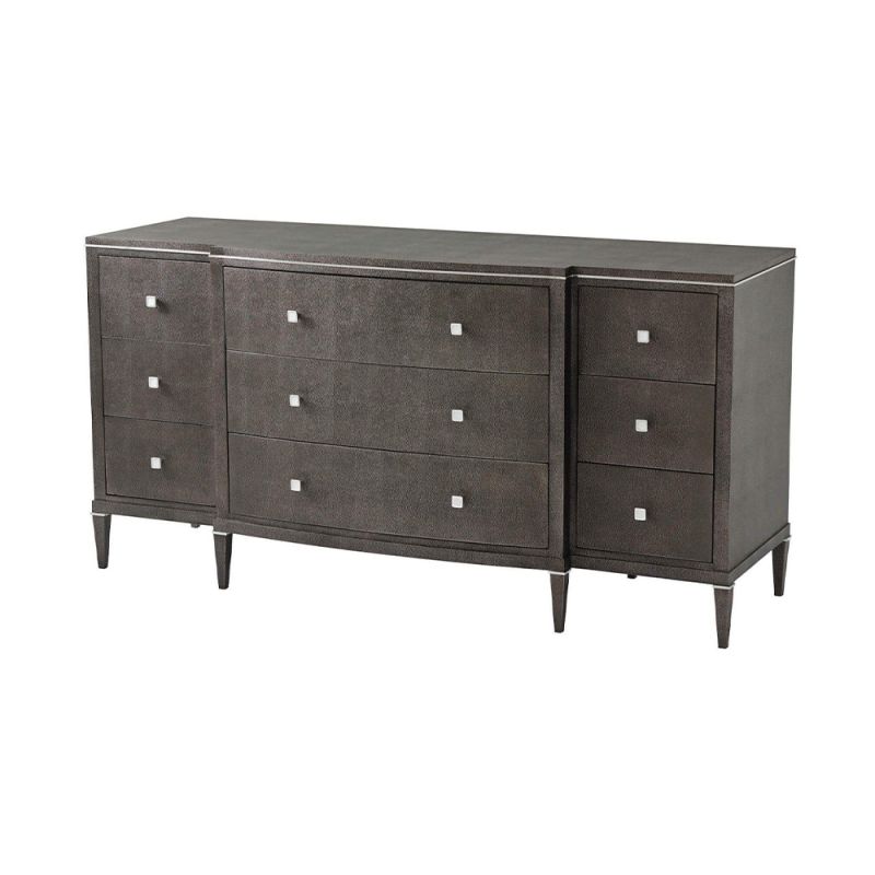 Statement dresser with nine drawers finished in stylish shagreen leather