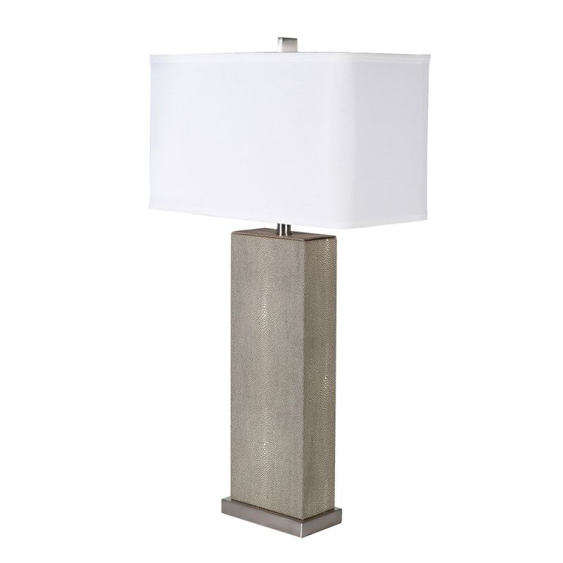 Taupe coloured shagreen table lamp with square shade