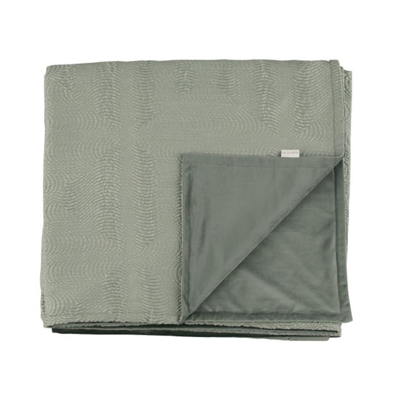 Textured satin throw with soft velvet interior in green