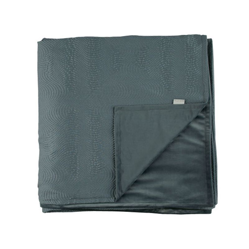 Dark grey/green, textured satin throw with soft velvet interior