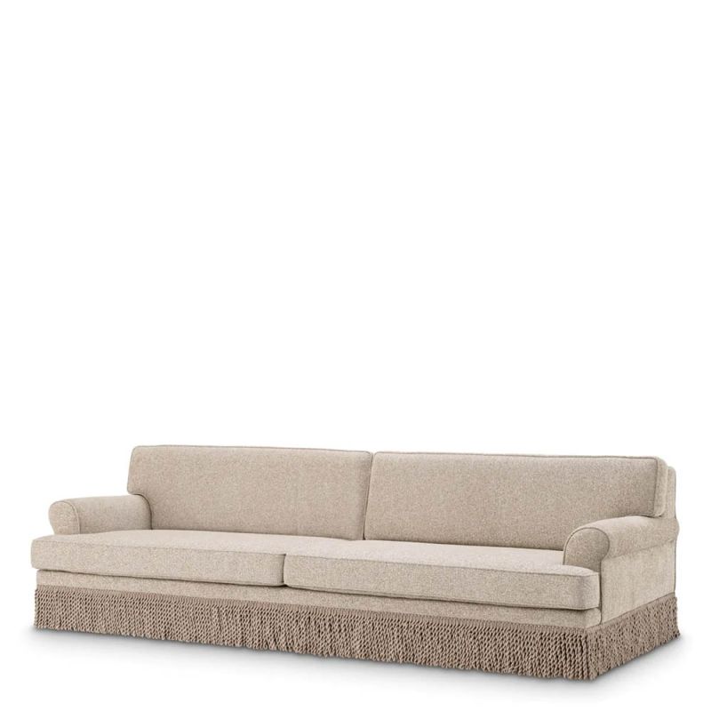 Cream sofa with twill detail surrounding the bottom