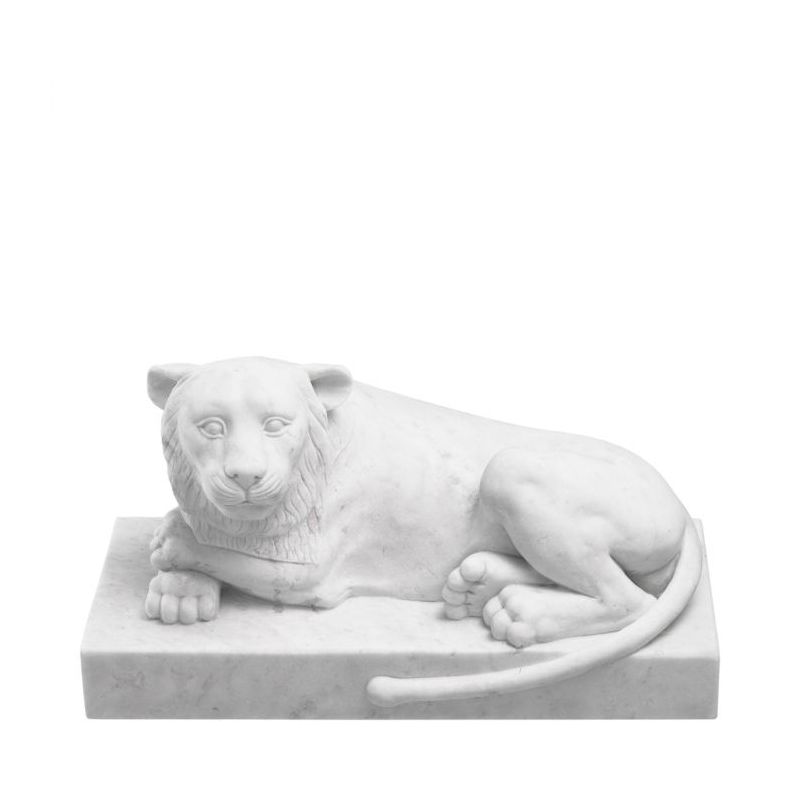 White marble reclining lion object