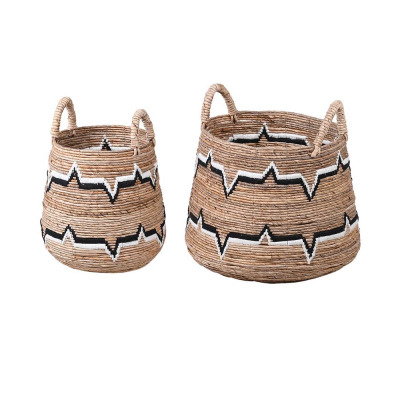 Gorgeous pair of baskets with graphic print on them