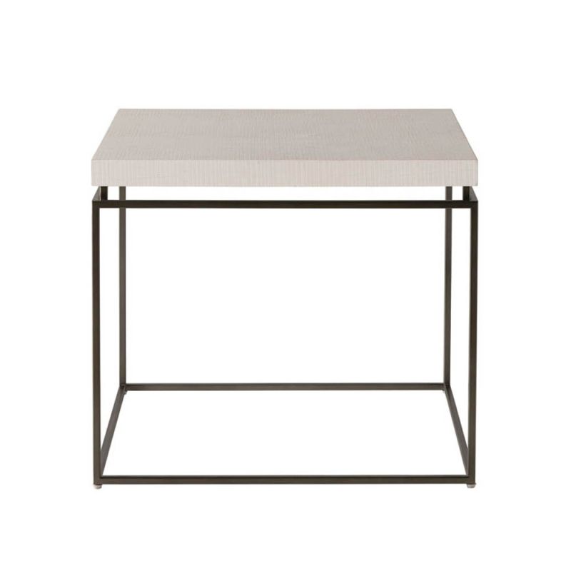 Sleek and modern wooden side table with metal base