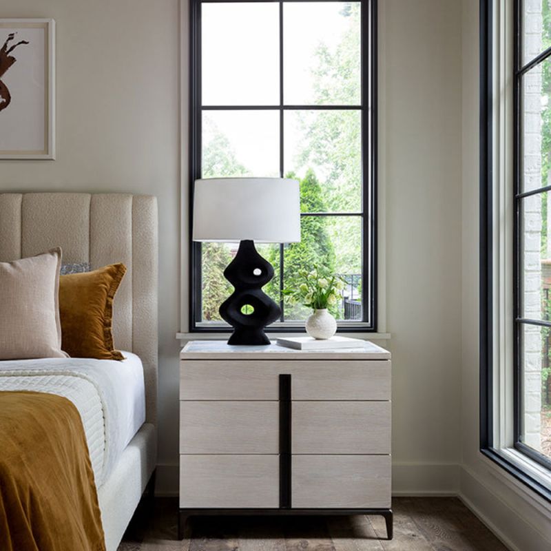 Cream bedside table with marble top 