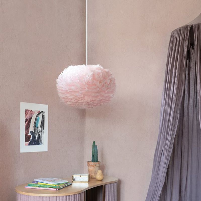 Multi use feather lampshade in pink