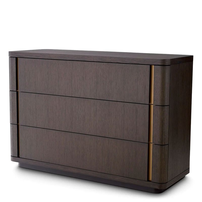 Sleek chest of three spacious drawers in dark wood finish