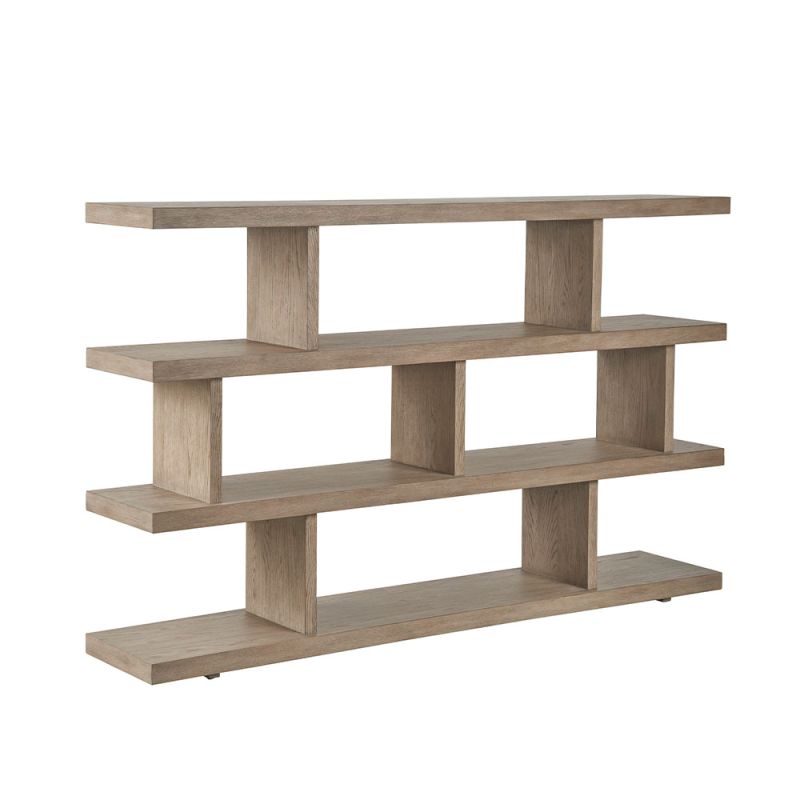 Geometric structured shelving unit in light wood finish