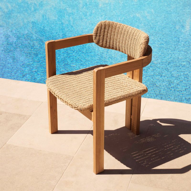 Woven outdoor dining chair in natural