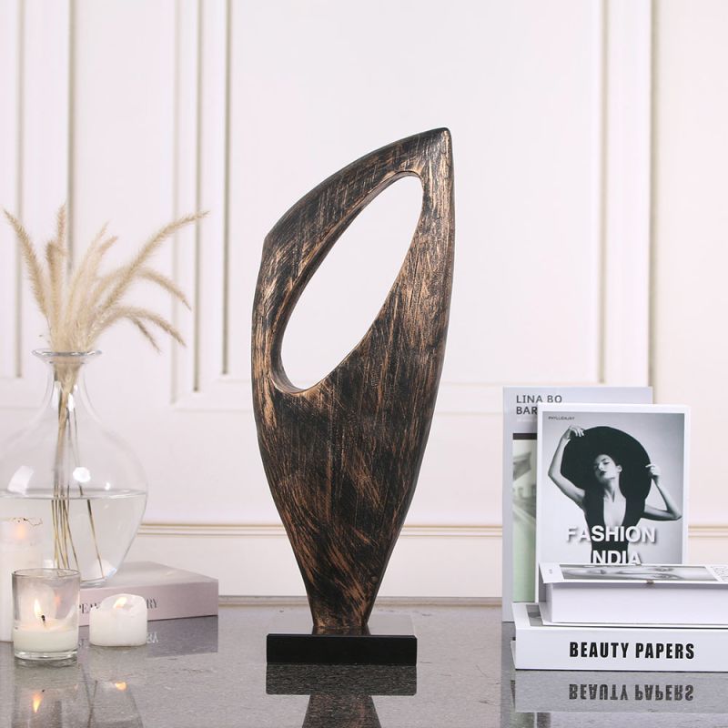 Antique bronze and black marble sculpture in stunning abstract design