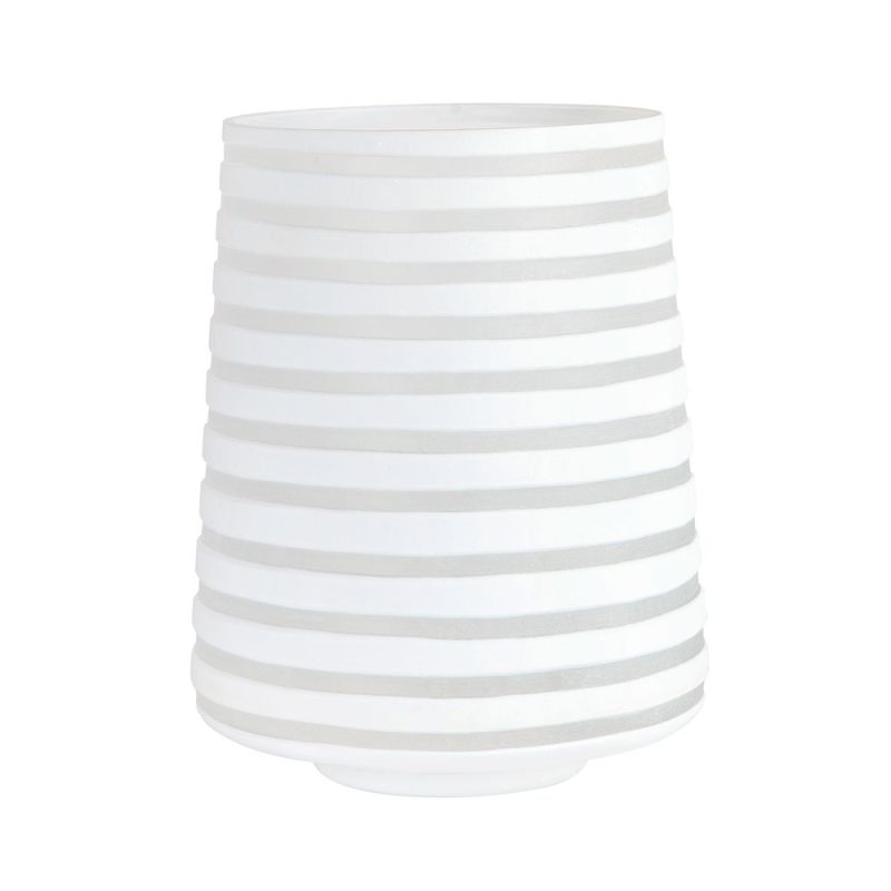 large white and frosted glass vase