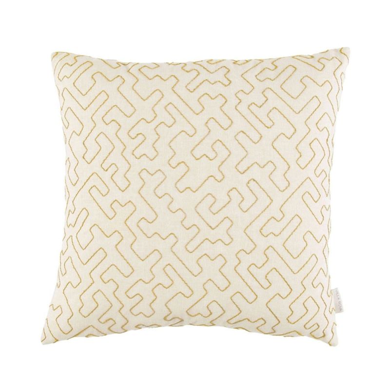 Decorative cream and mustard embroidered cushion