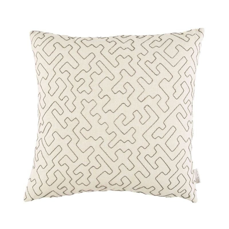 Decorative cream and brown embroidered cushion