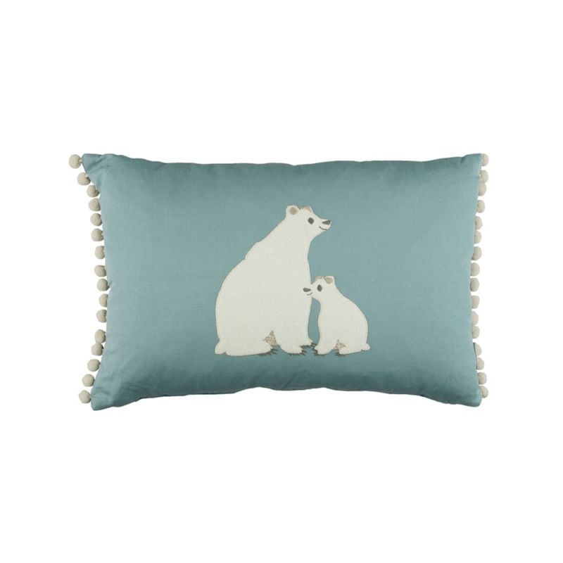 Blue and white polar bear cushion 