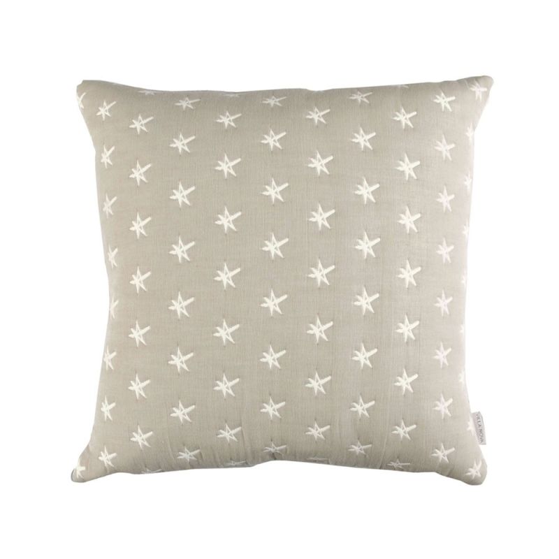 Pebble grey and cream star patterned cushion