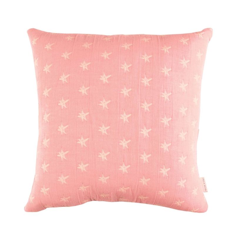Blush pink star patterned cushion