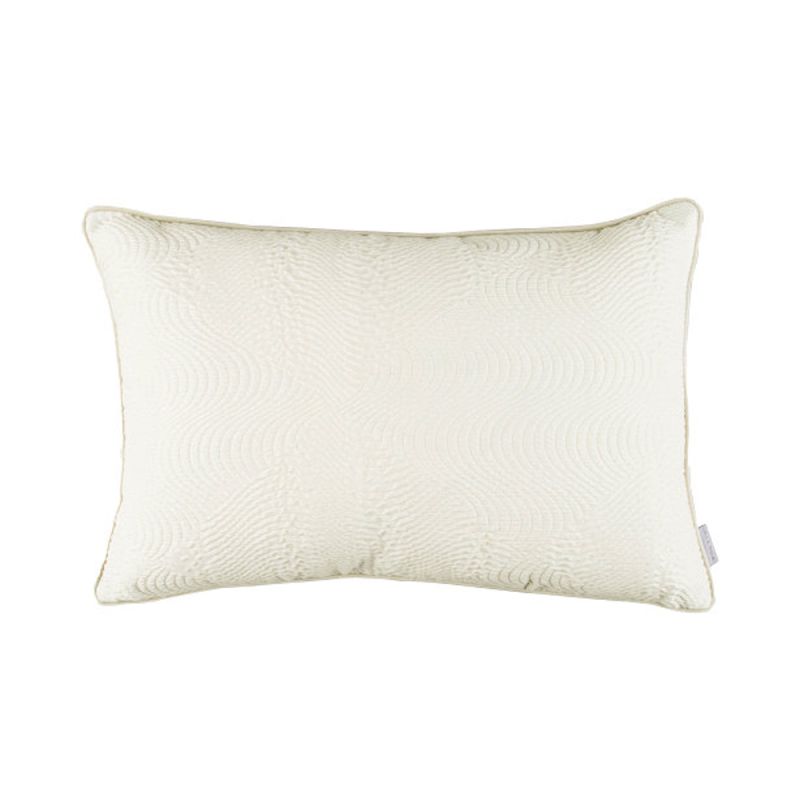 Chalk white quilted cushion with textured satin front and soft velvet back 