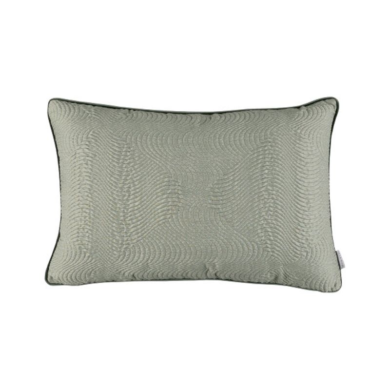 Dark grey, greeny quilted textured satin cushion with soft velvet back