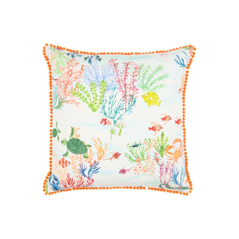 Coral reef themed neon cushion 