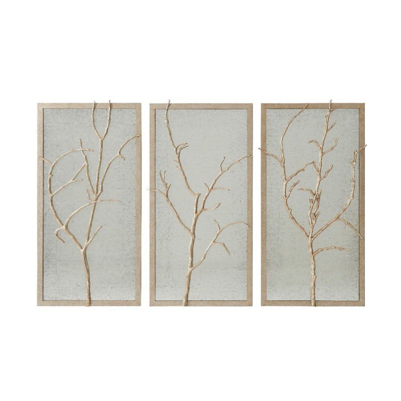 Tasteful triptych style mirror with branch motif