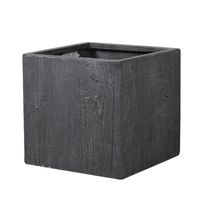 A luxurious wood-like dark grey planter