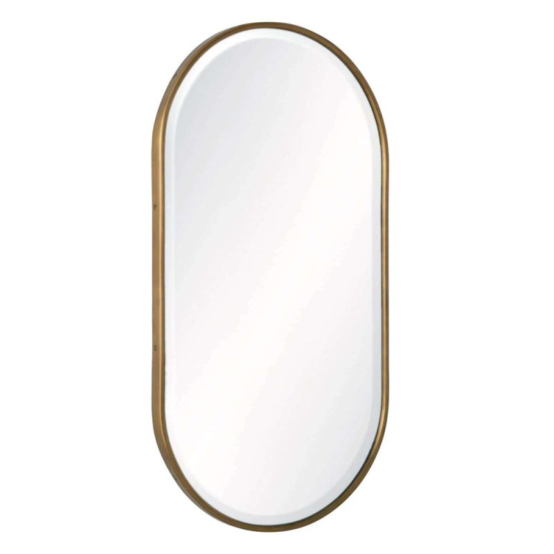 Vintage style gold mirror in a classic capsule shape