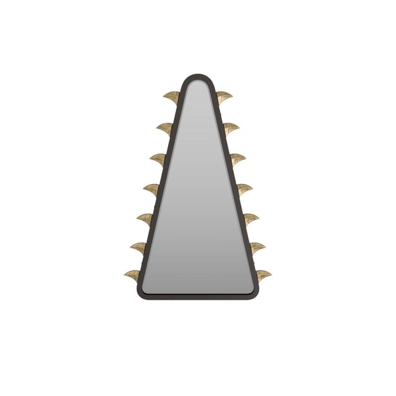 Shark tooth shaped mirror with gold spikes