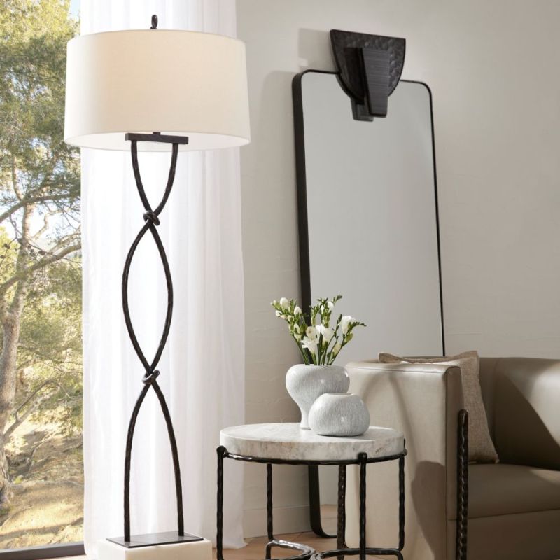 Sleek rectangular mirror with thin black frame and copperhead accent