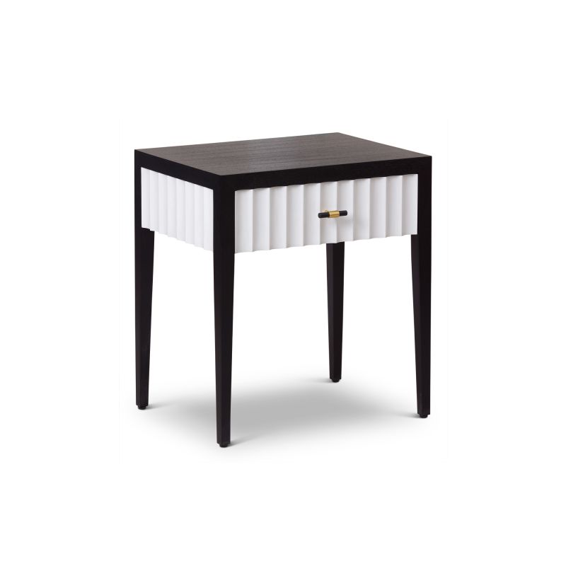 Malibu Bedside Table 1 Drawer – Black & White