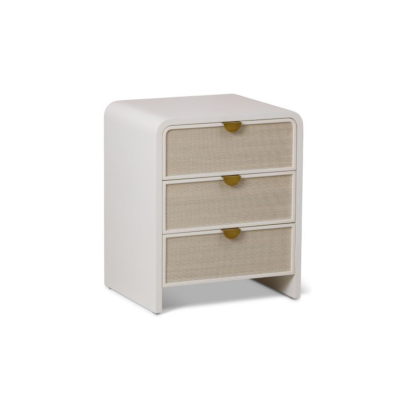 Venice Bedside Table – Cloud White & Brushed Brass