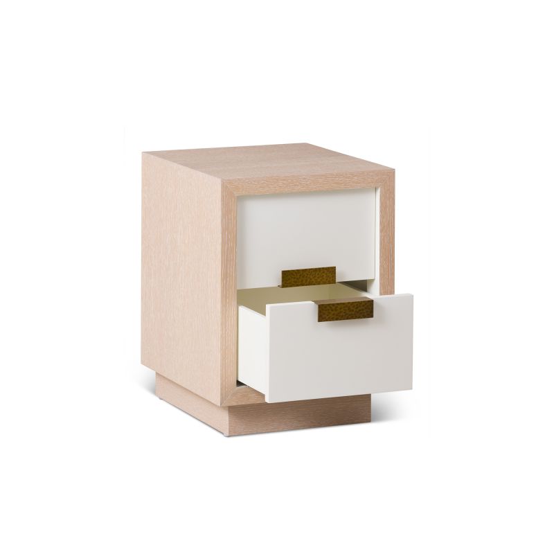 Manila Beside Table – Natural White Oak & Antique Brass