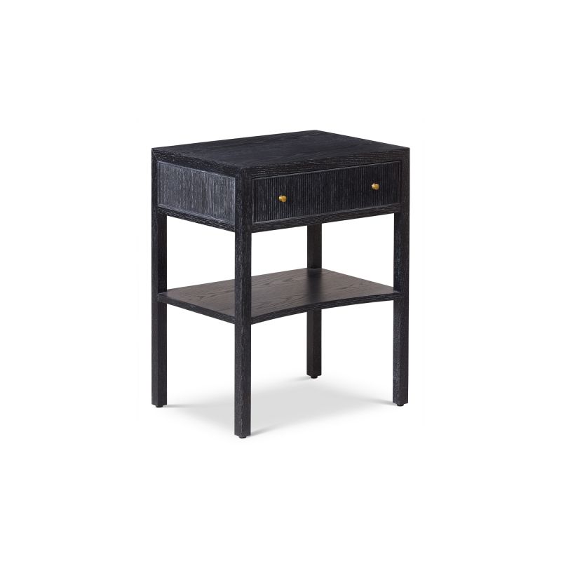 Toronto Bedside Table – Black Ceruse Oak & Brass