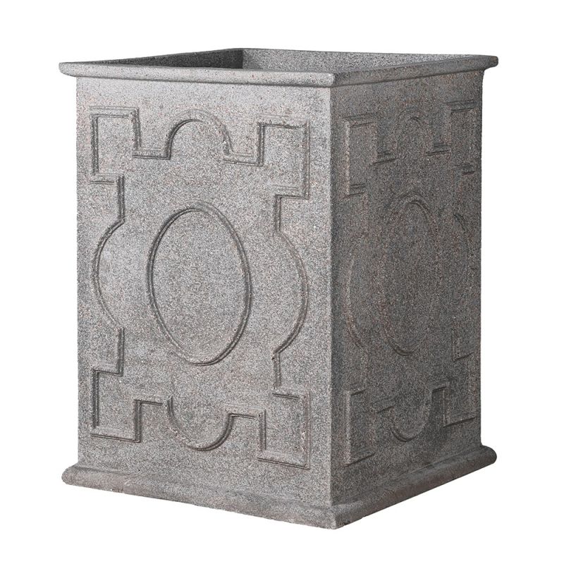 Tall grey square planter