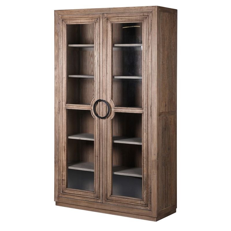 Large wooden cabinet with glass fronted doors