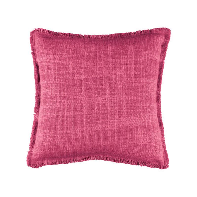 Mexican pink textured weave cushion with frayed edge