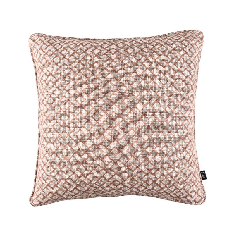Contemporary orange geometric patterned square cushion