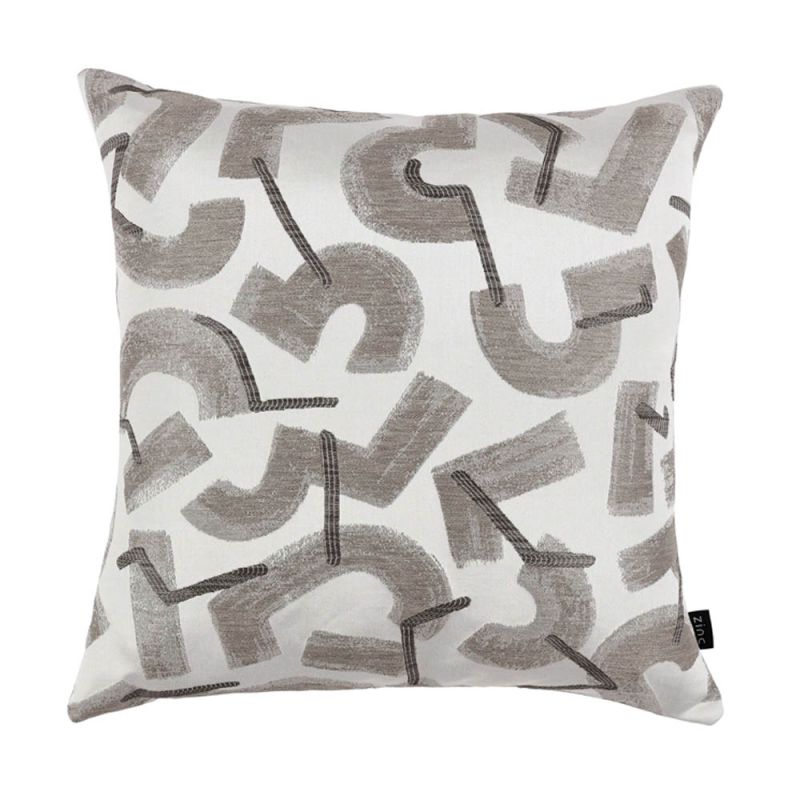 Cartoon geometric printed taupe cushion 