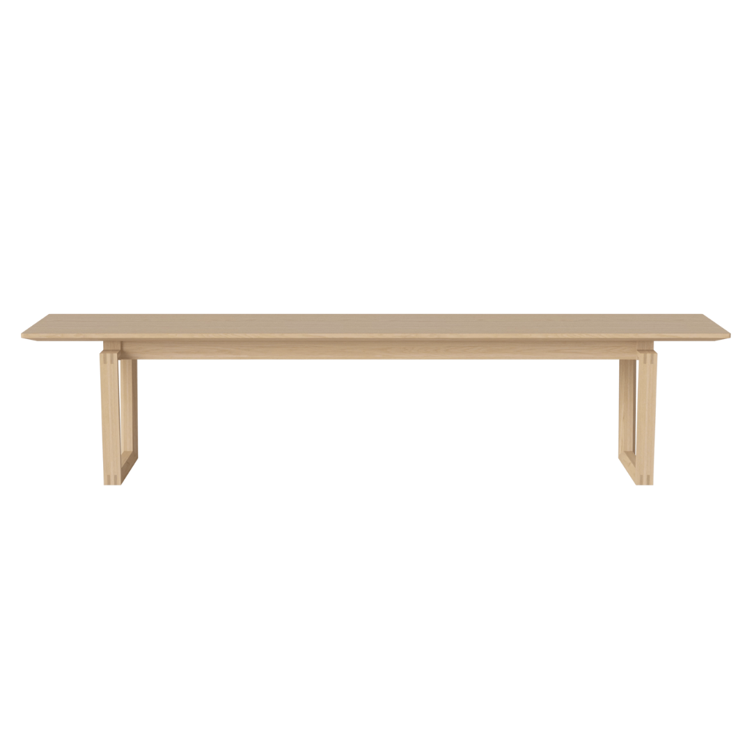 Discover the Nord Bench in White Pigmented Oiled Oak, measuring 200 cm. Perfect for modern spaces, it combines elegance and functionality.