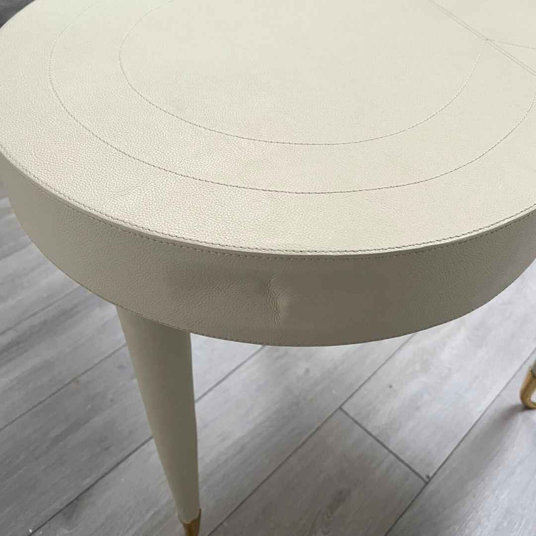 Clearance Flow Leather Trefoil Table - Bone - B