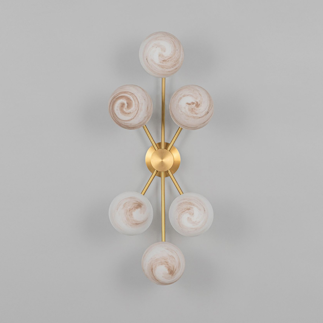 Orion 6 Wall Sconce - Brass & Marble