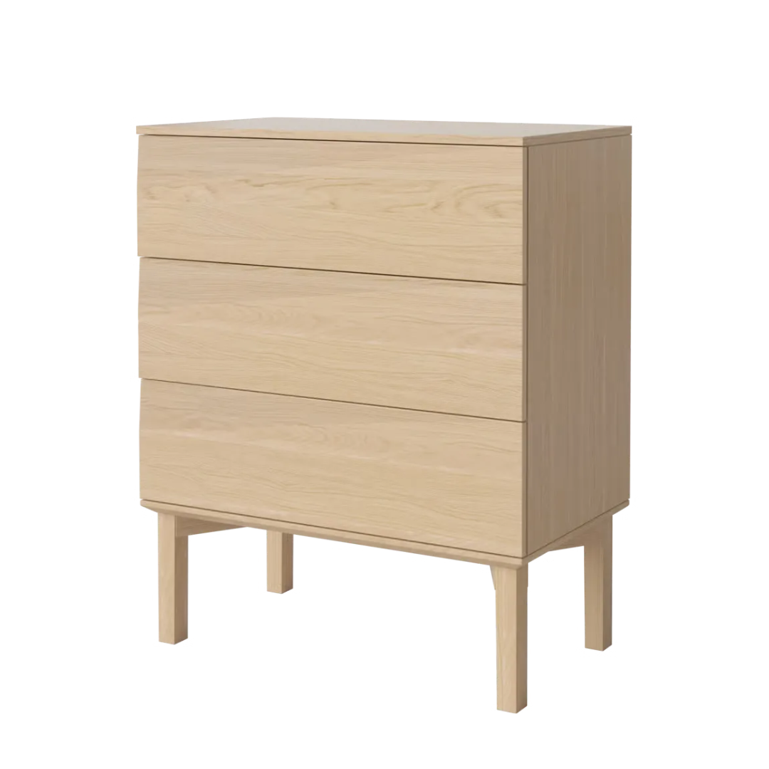 Silent Dresser 3 Drawers - White Pigmented Oiled Oak