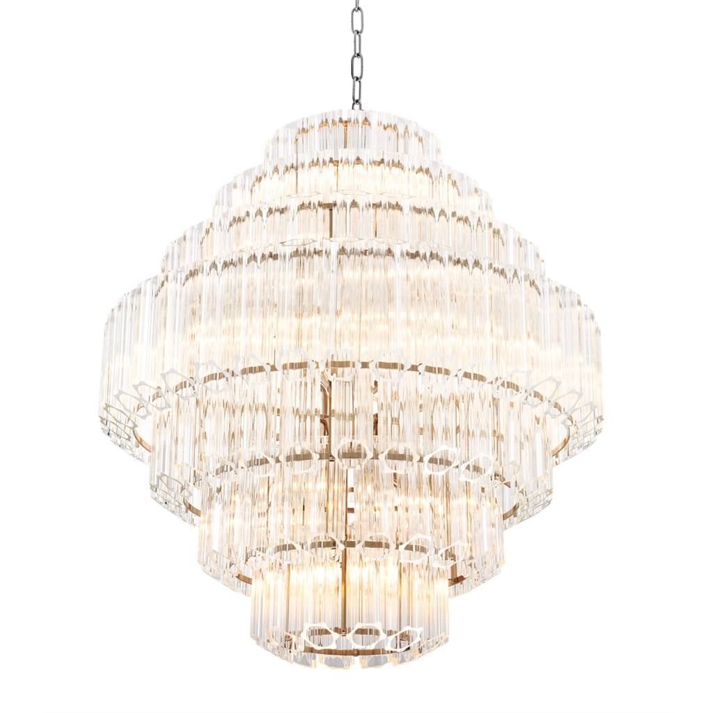 Structural, gold glass tube detail chandelier - Large