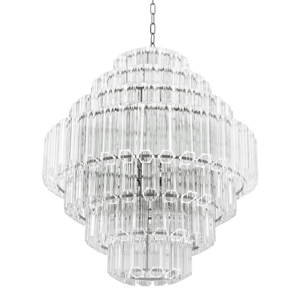 Structural, gold glass tube detail chandelier - Large